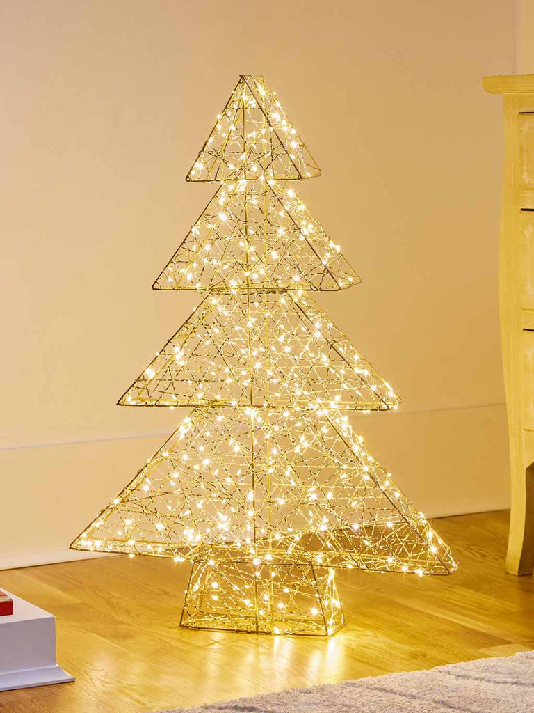 60cm Lit Golden Elegance Twist Christmas Tree with 300 Warm White LED