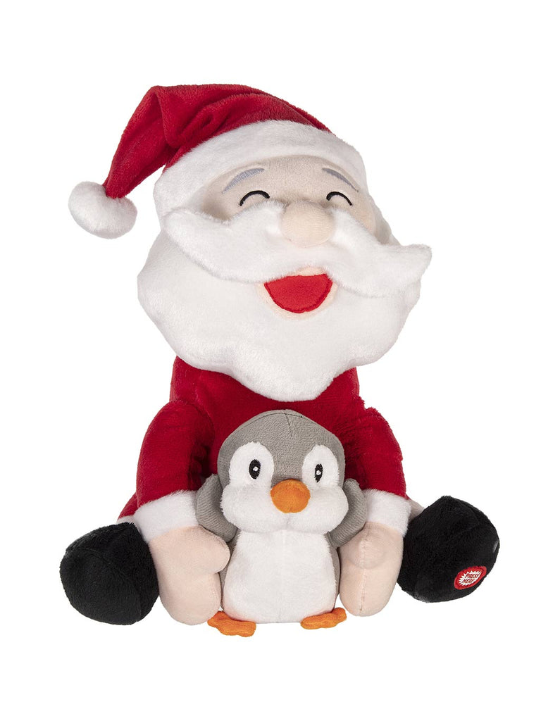 30cm B/O Animated Santa Holding Penguin