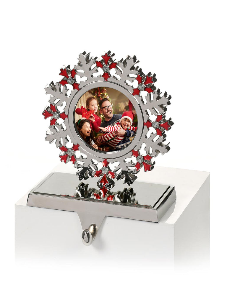 16cm Silver Snowflake with Photo Insert Stocking Holder