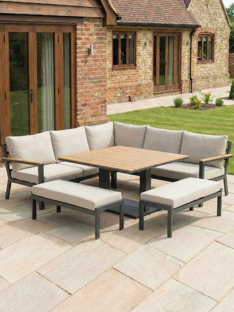 Heidi Deluxe Corner Sofa Dining Set with Square Rising Table