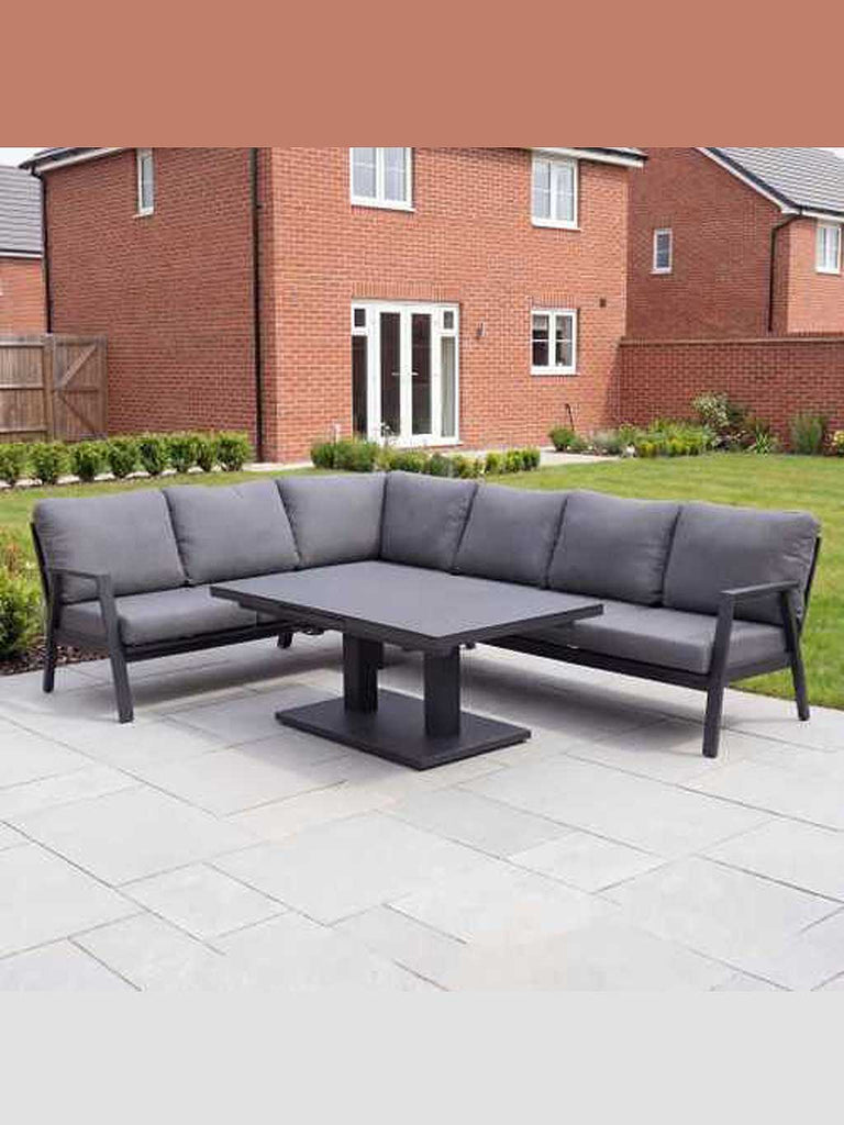 Phoenix Corner Sofa Dining Set with Rising Table - Grey