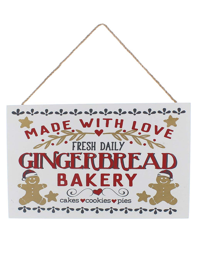 25cm Wooden White Gingerbread Bakery Sign