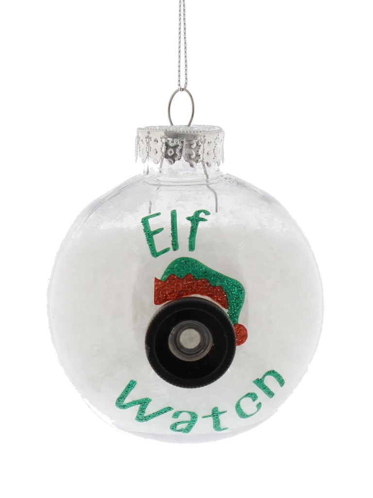 8cm Clear White Glitter Filled Elf Watch Ball