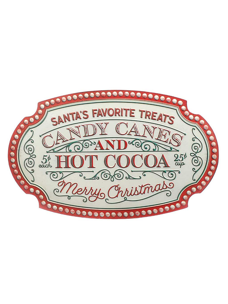 62cm Red and White Candy Canes Metal Sign