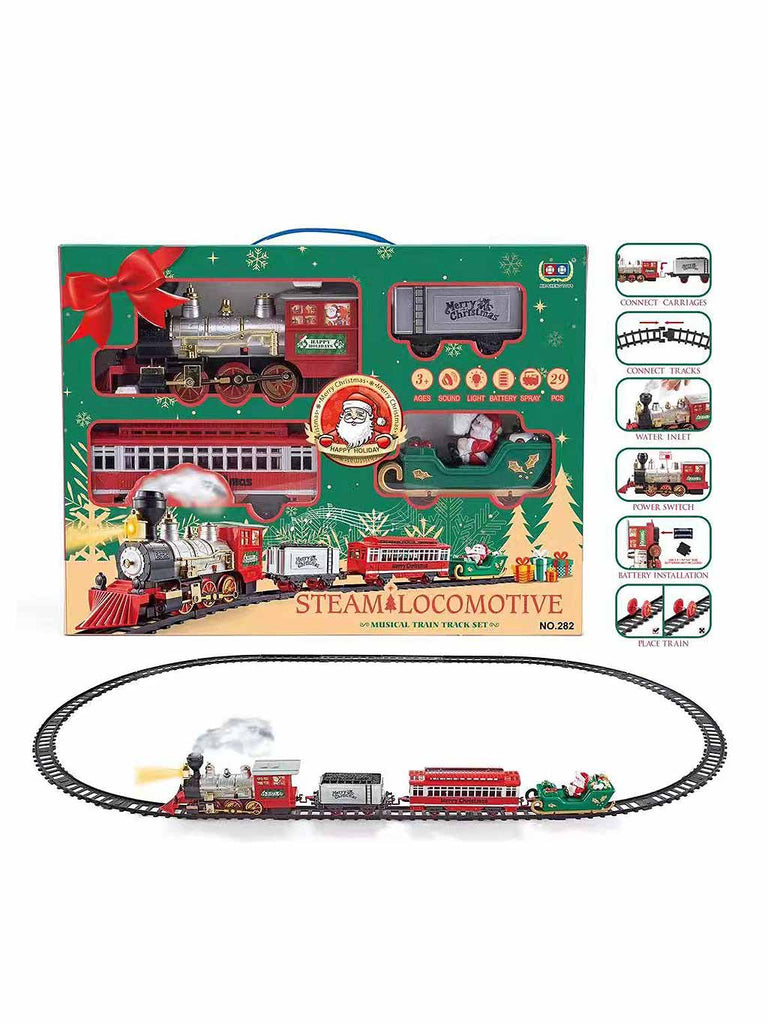 29pc B/O Christmas Train Set with Music and Smoke