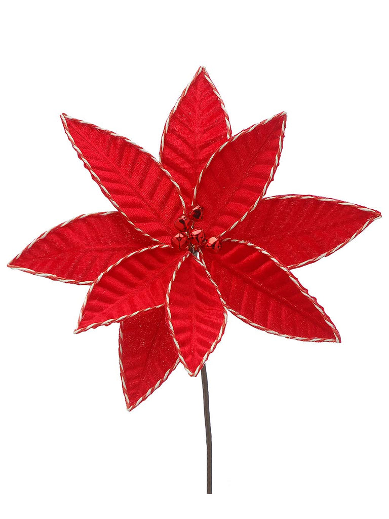 65cm Red Poinsettia with White Edging Stem