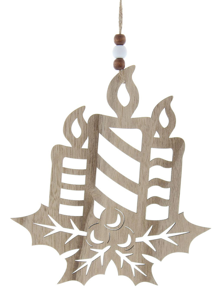 18cm Hanging Wooden Triple Candle