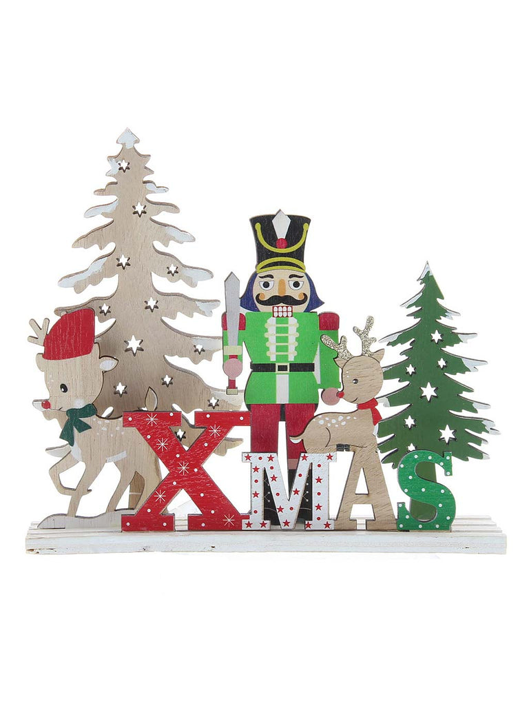 17cm Wooden Red/White/Green XMAS with Nutcracker