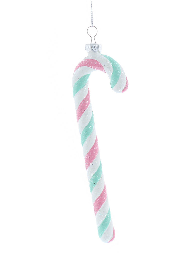 15cm Pink and Mint Glitter Candy Cane