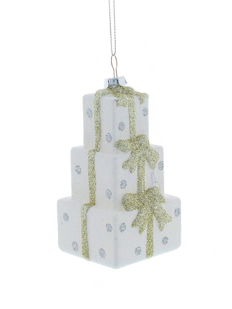 10cm Hanging Gold/Silver Glitter Stacked Presents