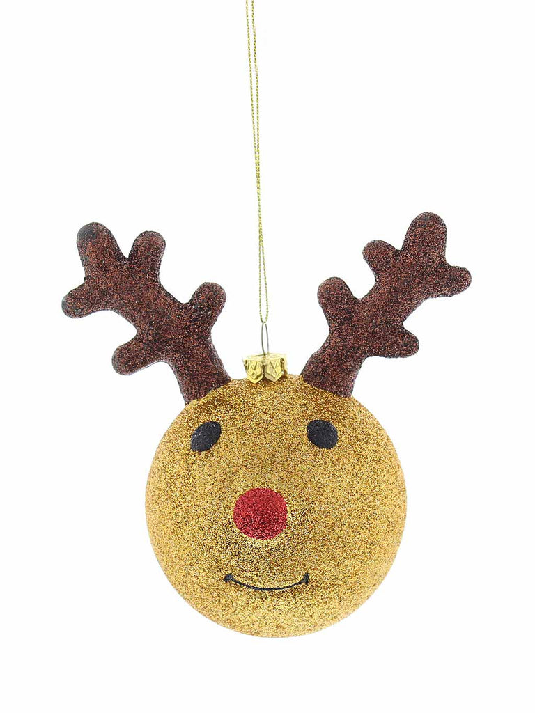 12cm Hanging Brown Glitter Reindeer Head