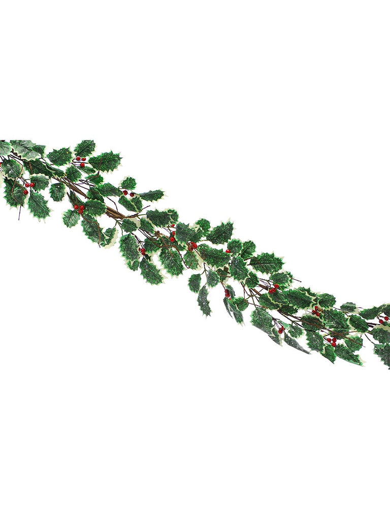 152cm Green Holly / Red Berries Garland