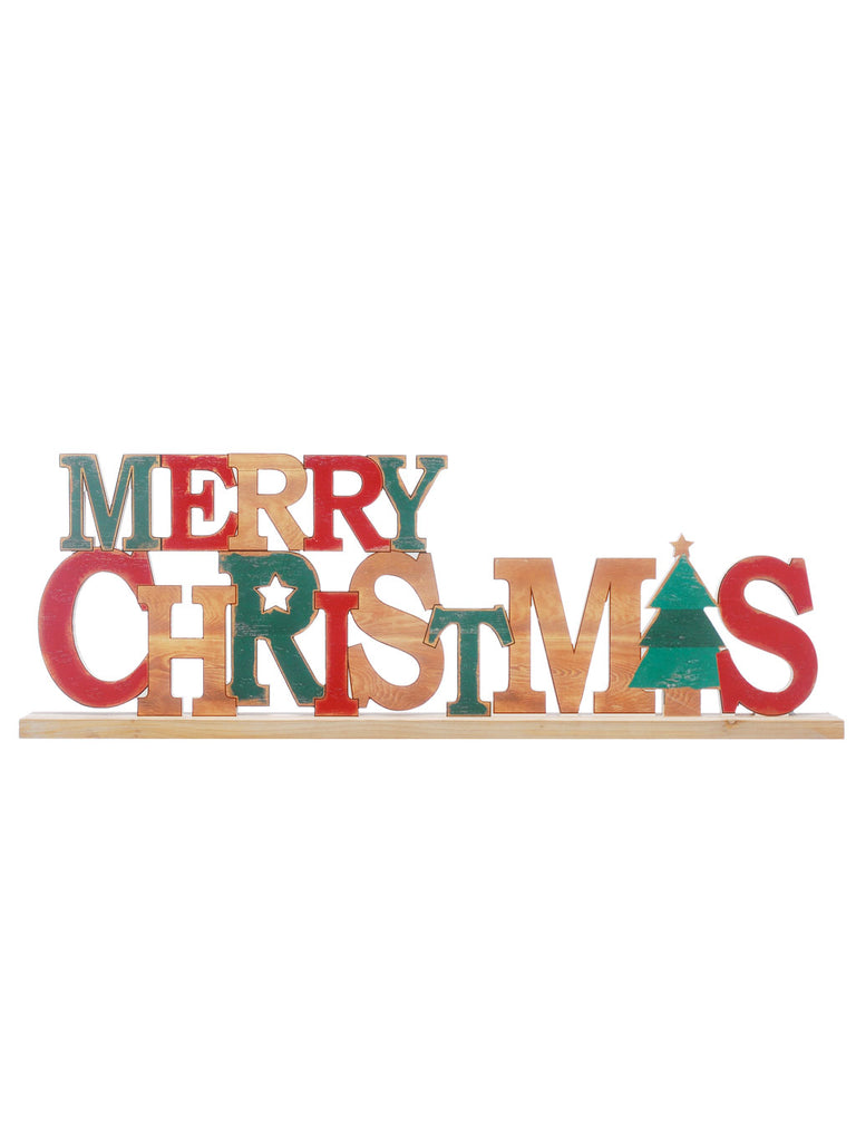 80cm Wooden Merry Christmas Table Top Sign
