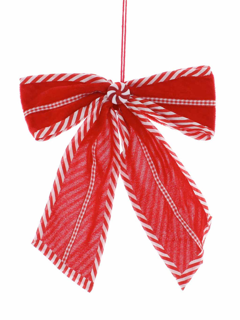 25cm Fabric Red and White Velvet Bow