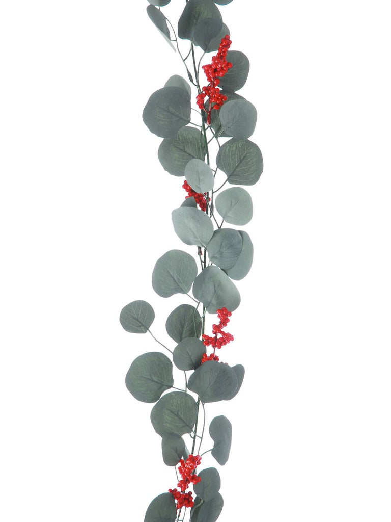 166cm Eucalyptus Garland with Red Berries