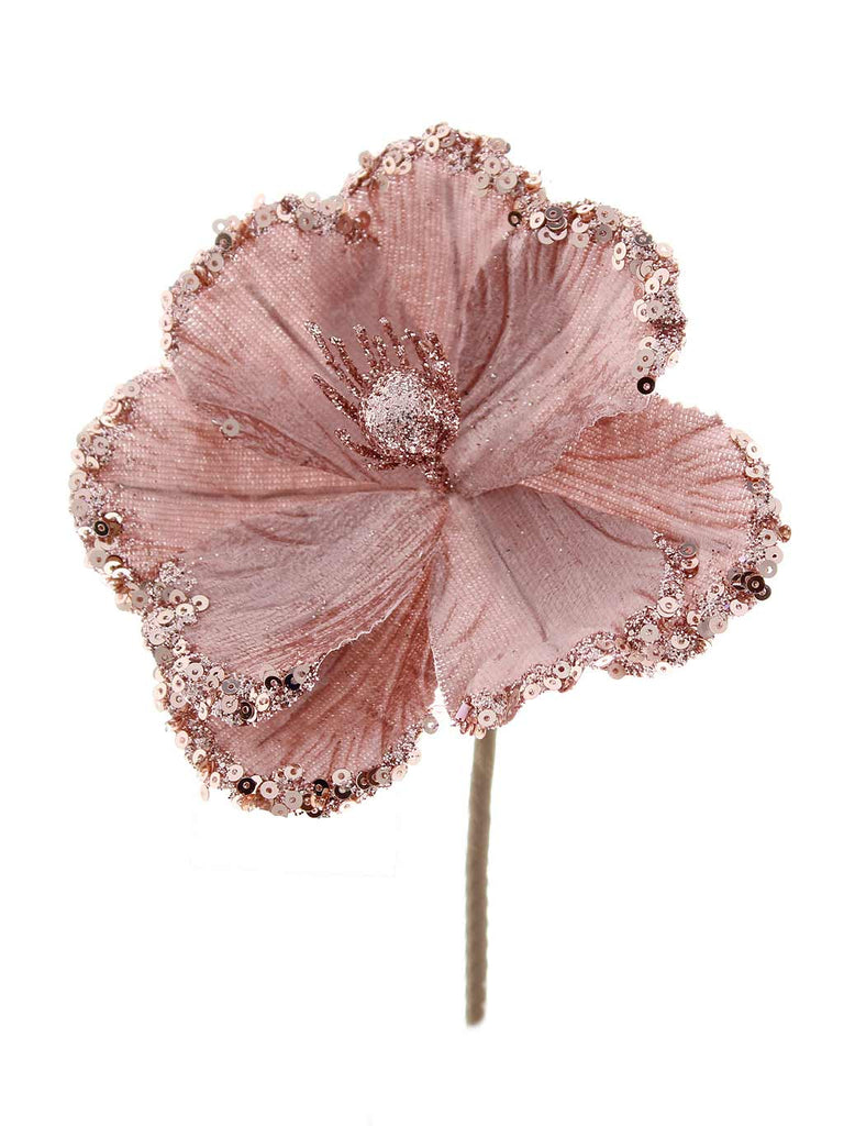 12cm Pink with Glitter Flower Pick
