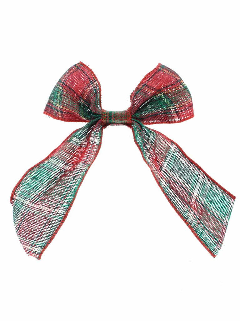 10cm Green and Red Tartan Fabric Bow