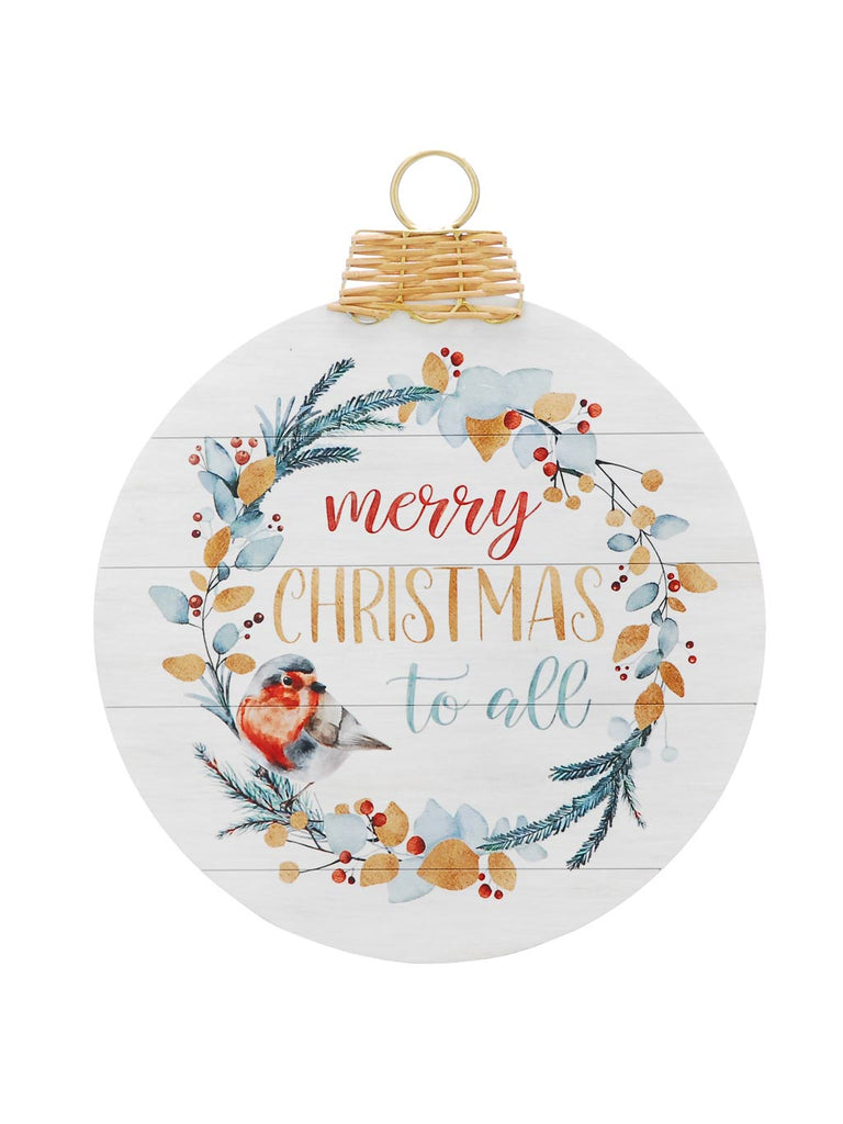 49cm Merry Christmas To All with Robin Wooden Sign