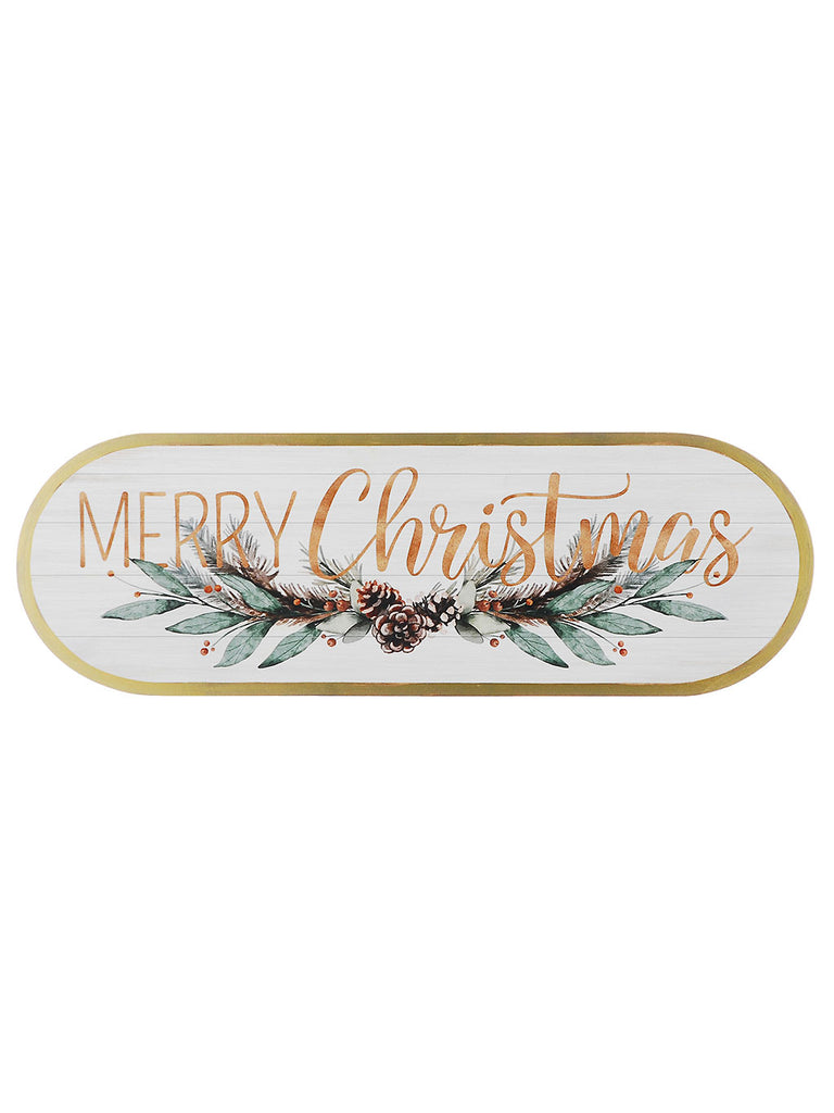 60cm Merry Christmas Foliage Wooden Sign