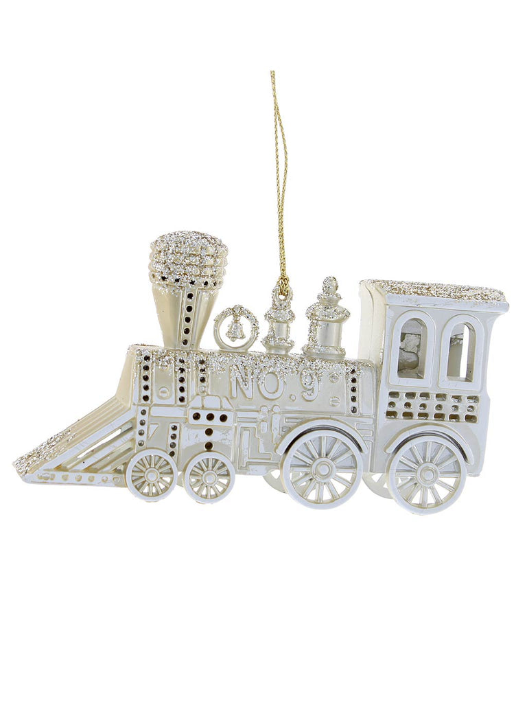 12cm Matt Gold/White Glitter Acrylic Train