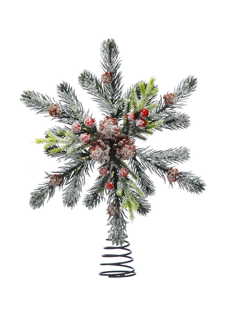 33cm Green Foliage with Berries Tree Topper