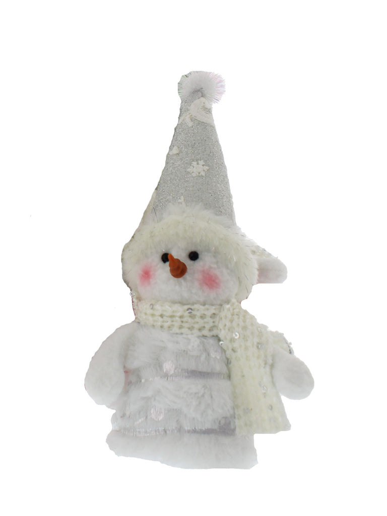 11cm Hanging Plush Snowman with Silver Hat