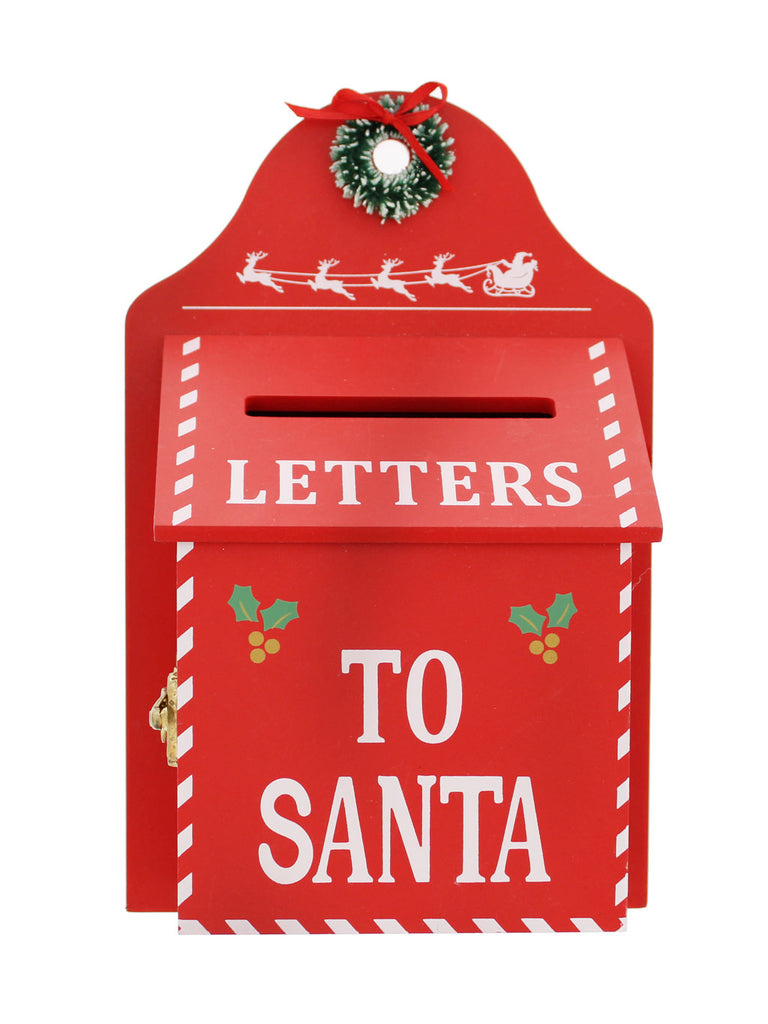 22cm Wooden Red/White Letters to Santa Post Box