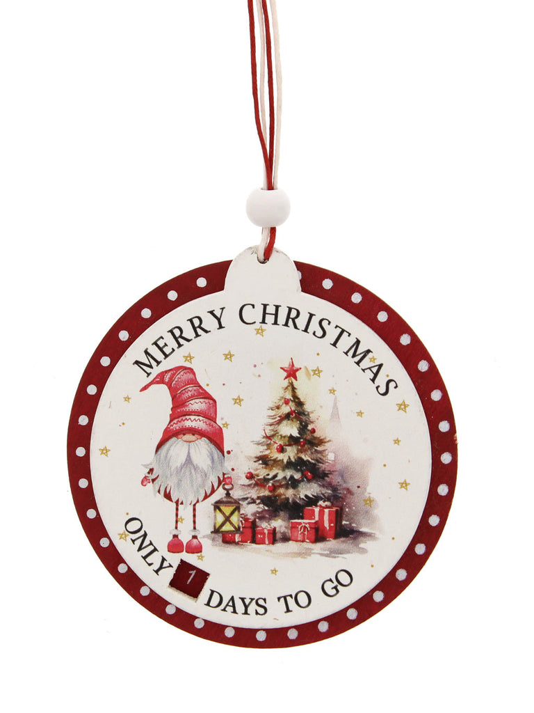 9cm Hanging Wooden Red/White Gonk Countdown