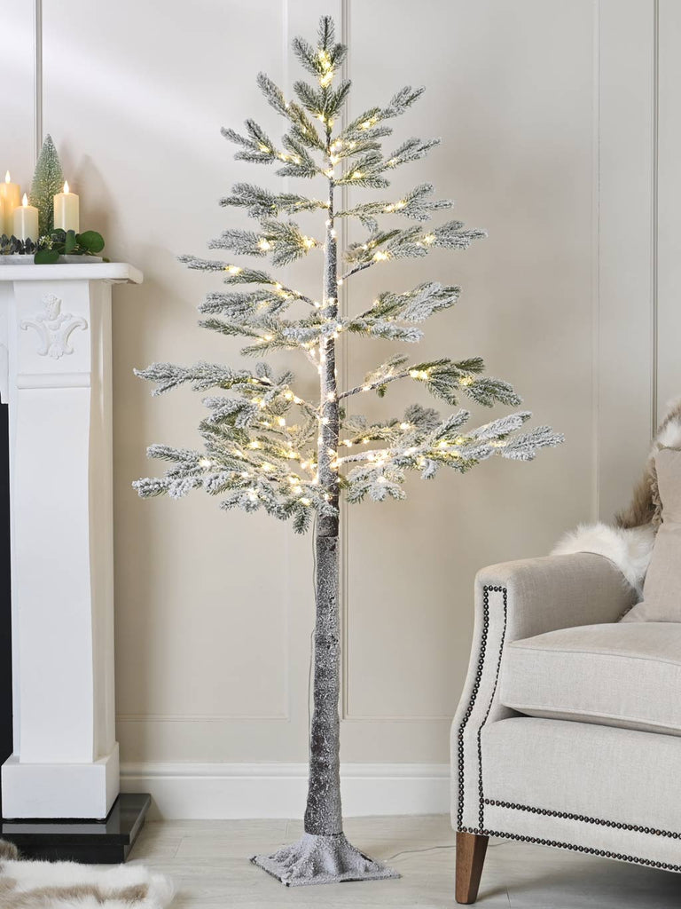 150cm (5ft) Lit Flocked Pine Tree - Warm White