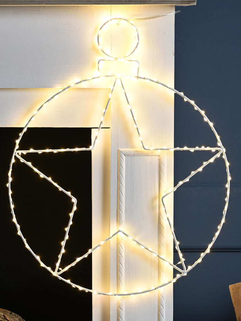 48cm Hanging Star Bauble Decoration-Warm White