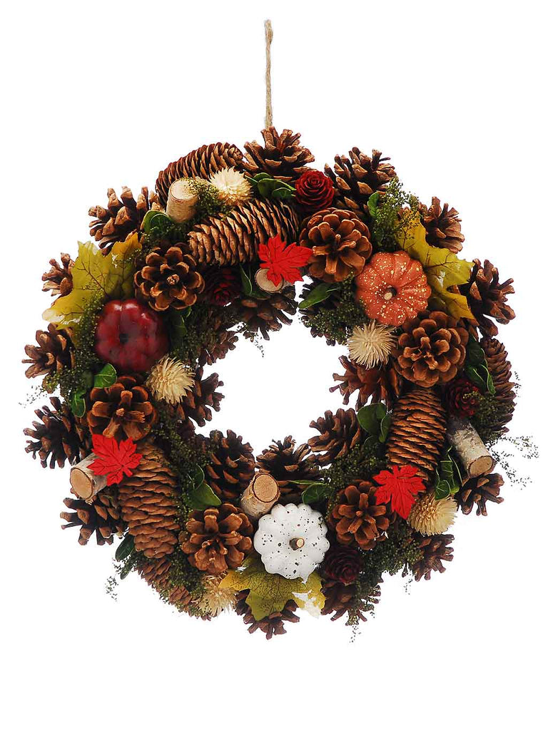 36cm Autumn Pumpkin/Apple/Maple Leaves Wreath