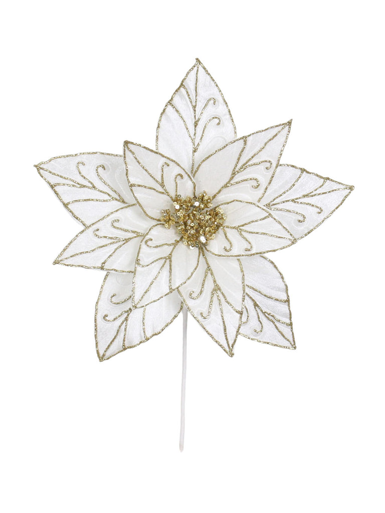 30cm Champagne Gold Poinsettia Stem