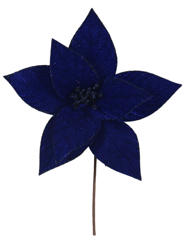 30cm Navy Blue Poinsettia Stem