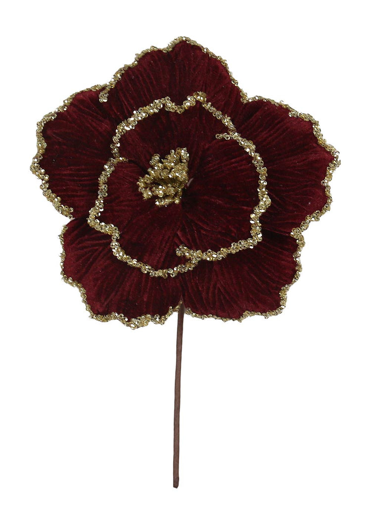 30cm Burgundy Velvet Poppy Stem