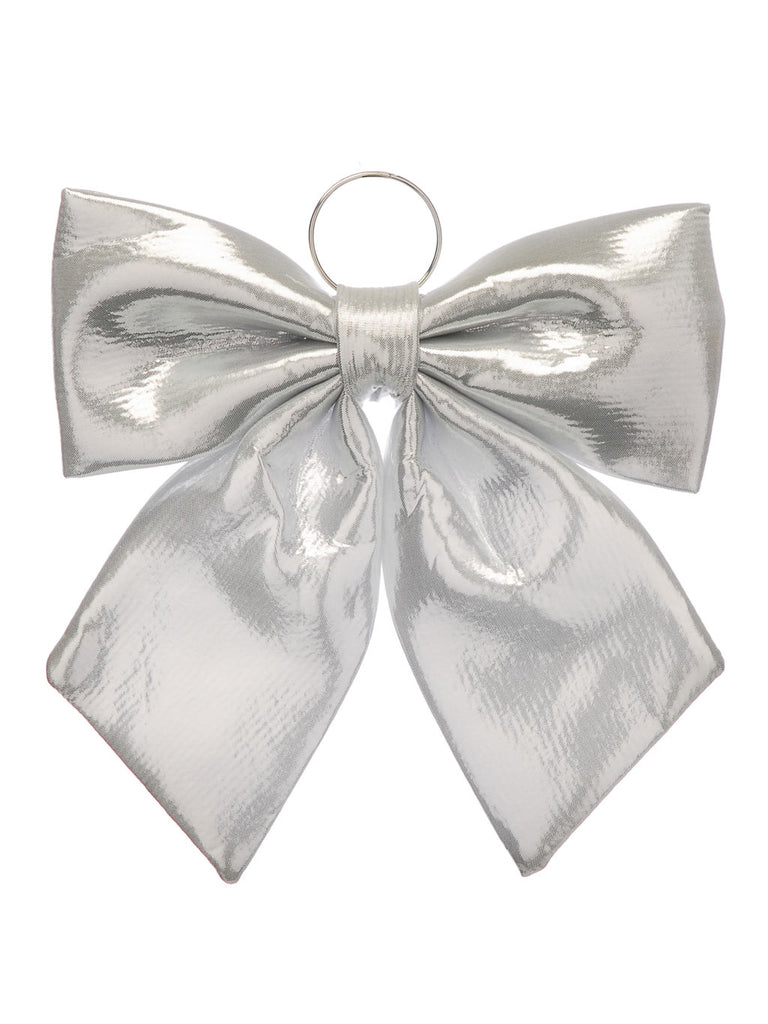 34cm Silver Metallic Effect Bow