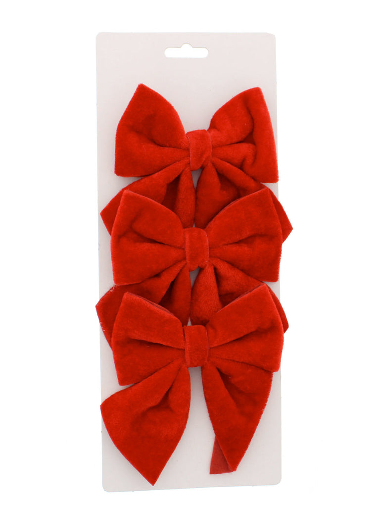 3pk 15cm Red Velvet Bows