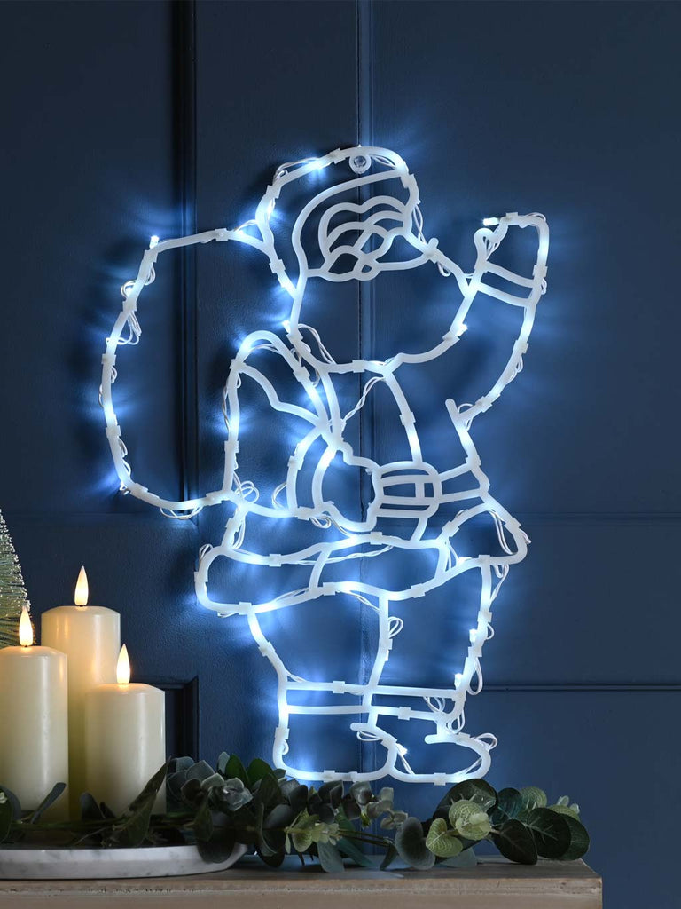 B/O Static/Flashing Santa - White