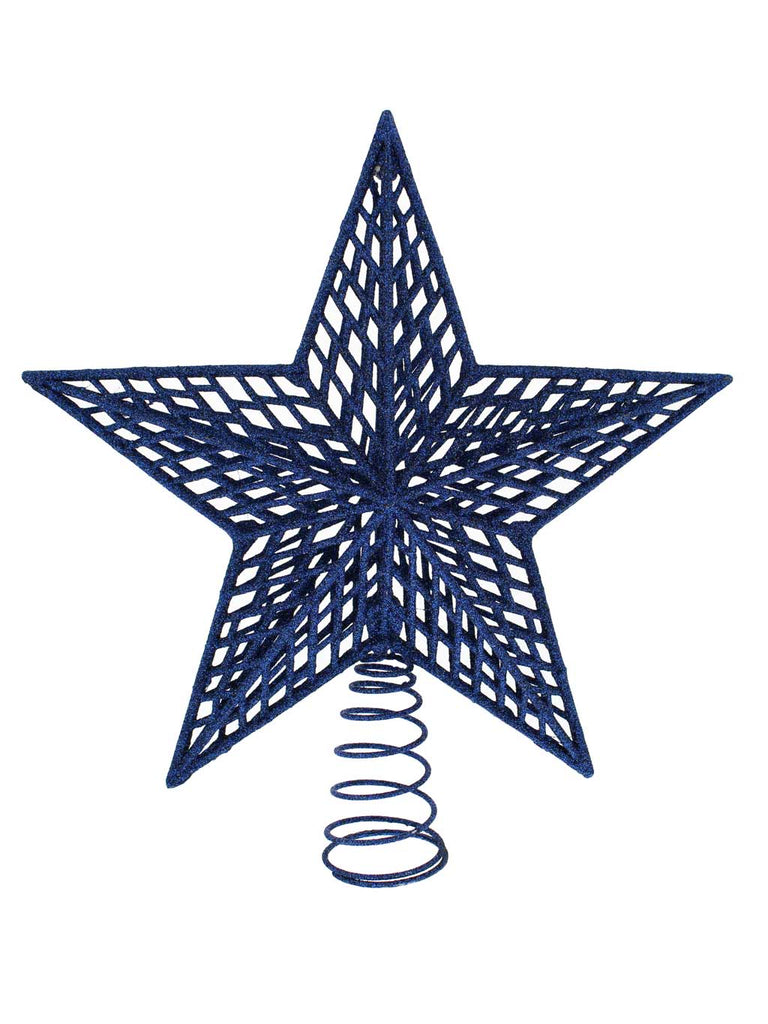 27cm Navy Blue Glitter Star Tree Topper