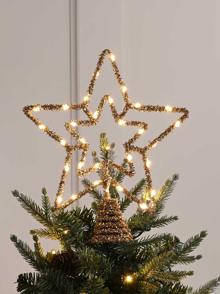 28cm B/O Twinkling Gold Tree Top Star - Warm White