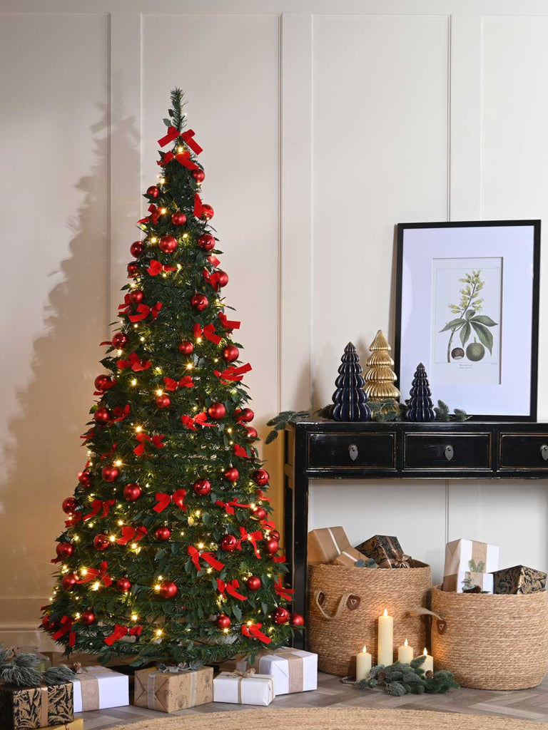 1.8M (6ft) Prelit Green / Red Bow Pop Up Tree
