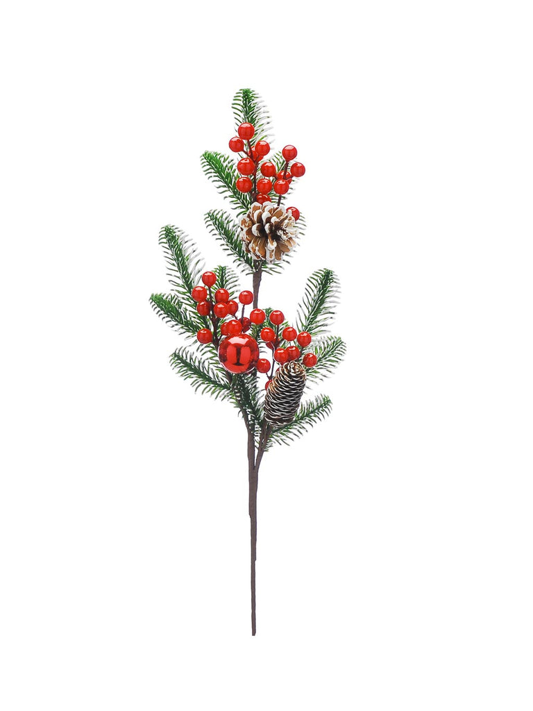 60cm Christmas Pine and Red Berry Spray
