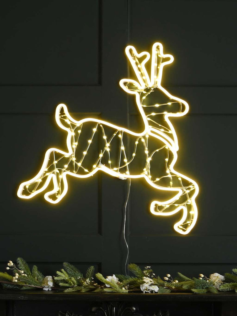 75cm Lit Warm White Neon Flex Reindeer