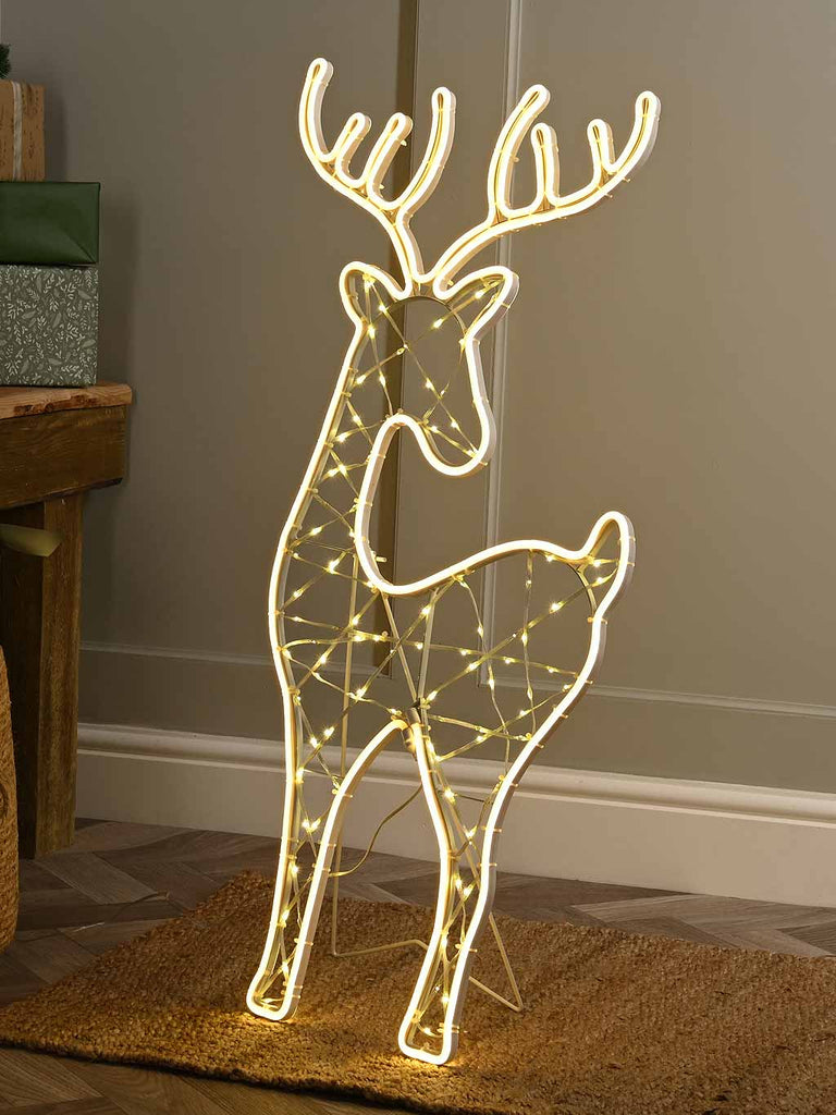 87cm Lit Warm White Neon Flex Reindeer