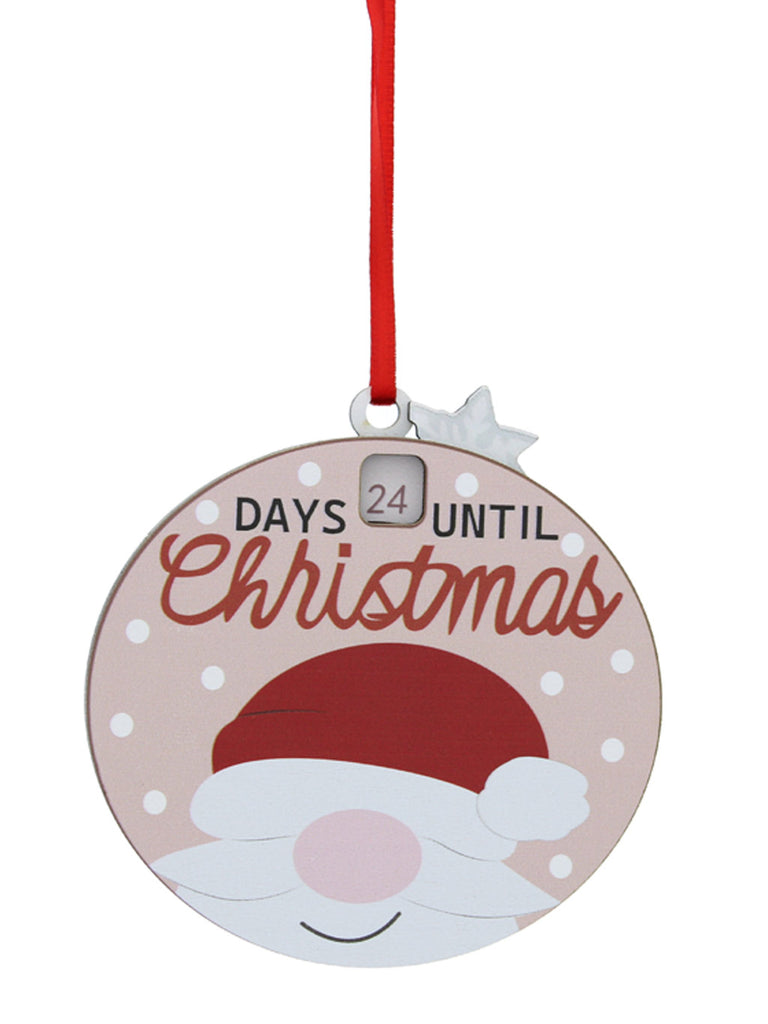 12cm Wooden Round Santa Face Countdown