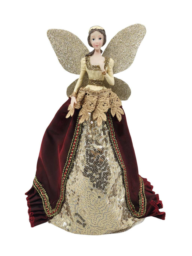 30cm Burgundy/Gold Angel Tree Topper