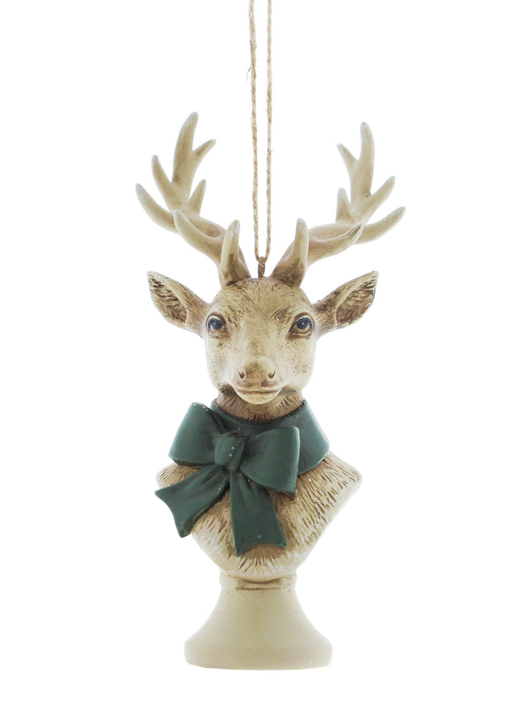 12cm Hanging Stag Head with Bow