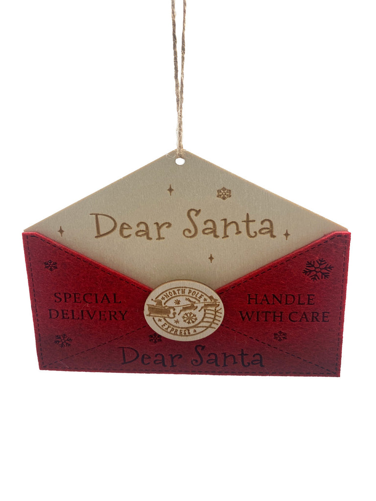 14cm Red Wooden Dear Santa Envelope