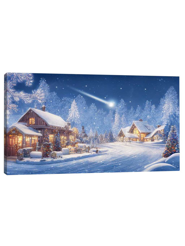 60cm Battery Operated Lit Lodge - Shooting Star Effect Canvas