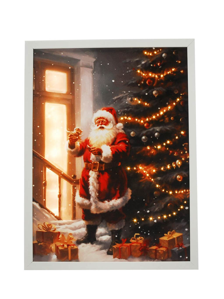 40cm B/O Lit Fibre Optic Santa/Tree Scene - Framed