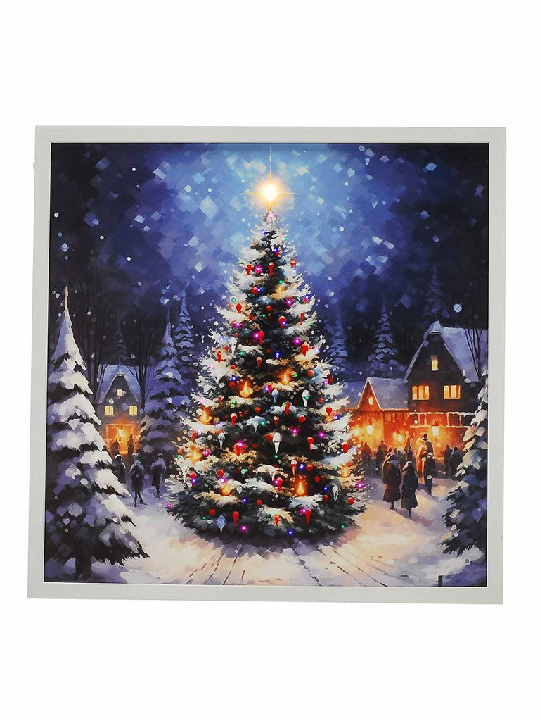 40cm B/O Lit Fibre Optic Christmas Tree Scene with Frame